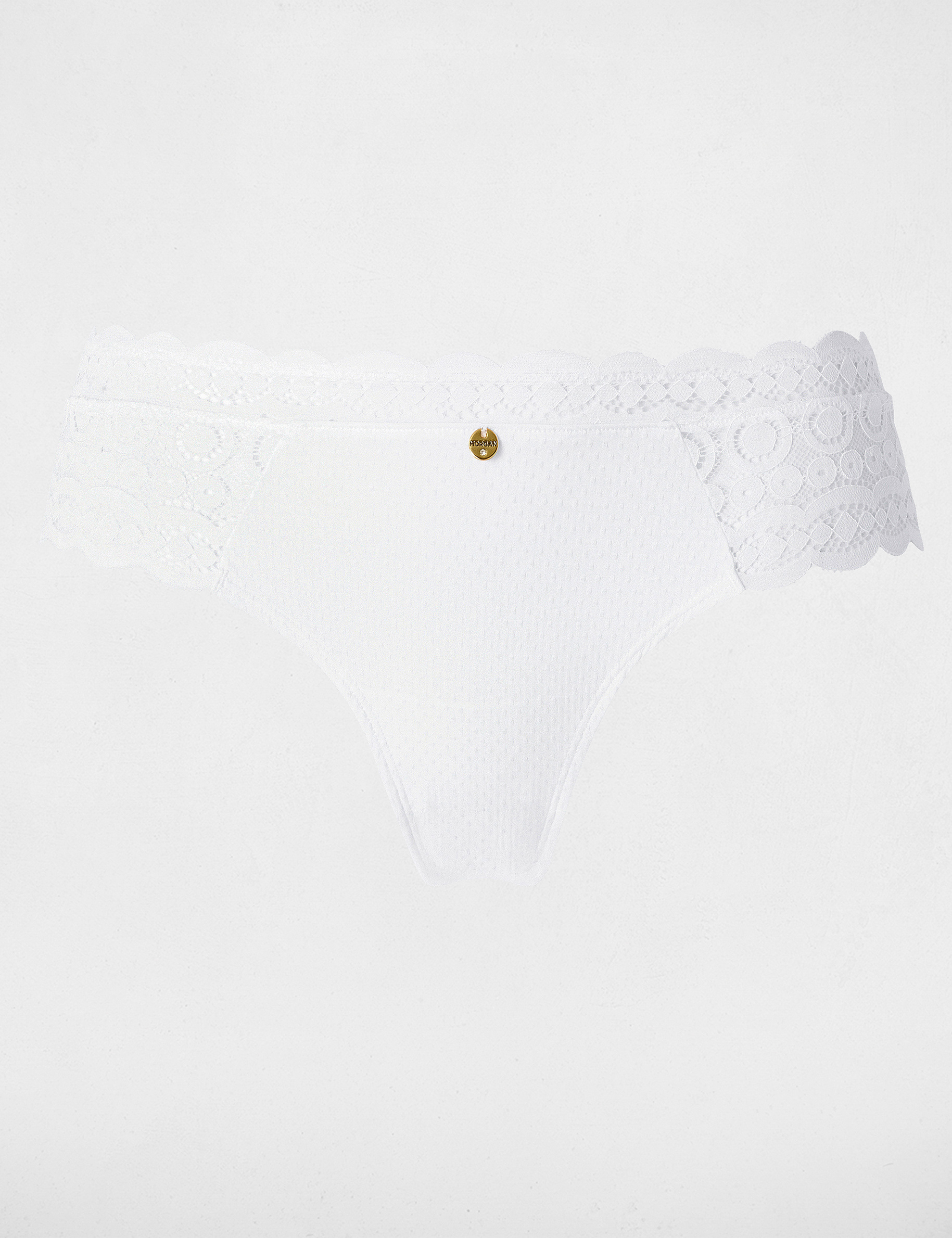 Braguita de encaje de tiro bajo blanco mujer