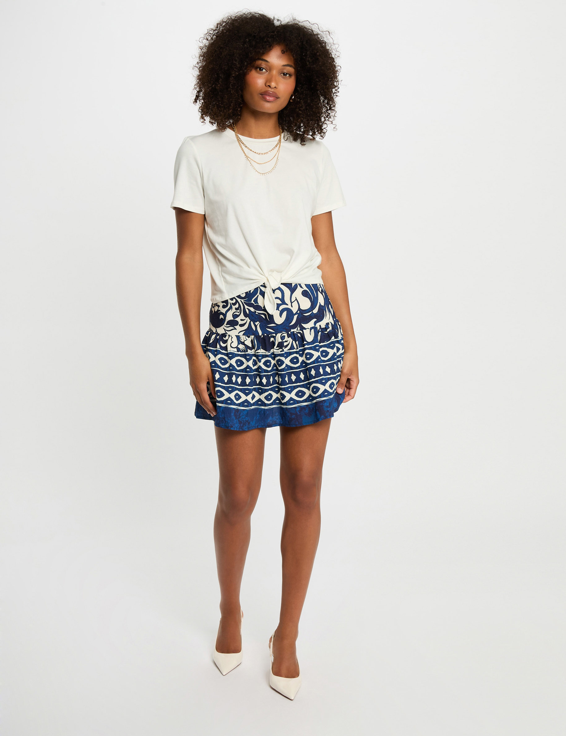 falda corta estampado multicolor mujer Falda corta estampado multicolor mujer