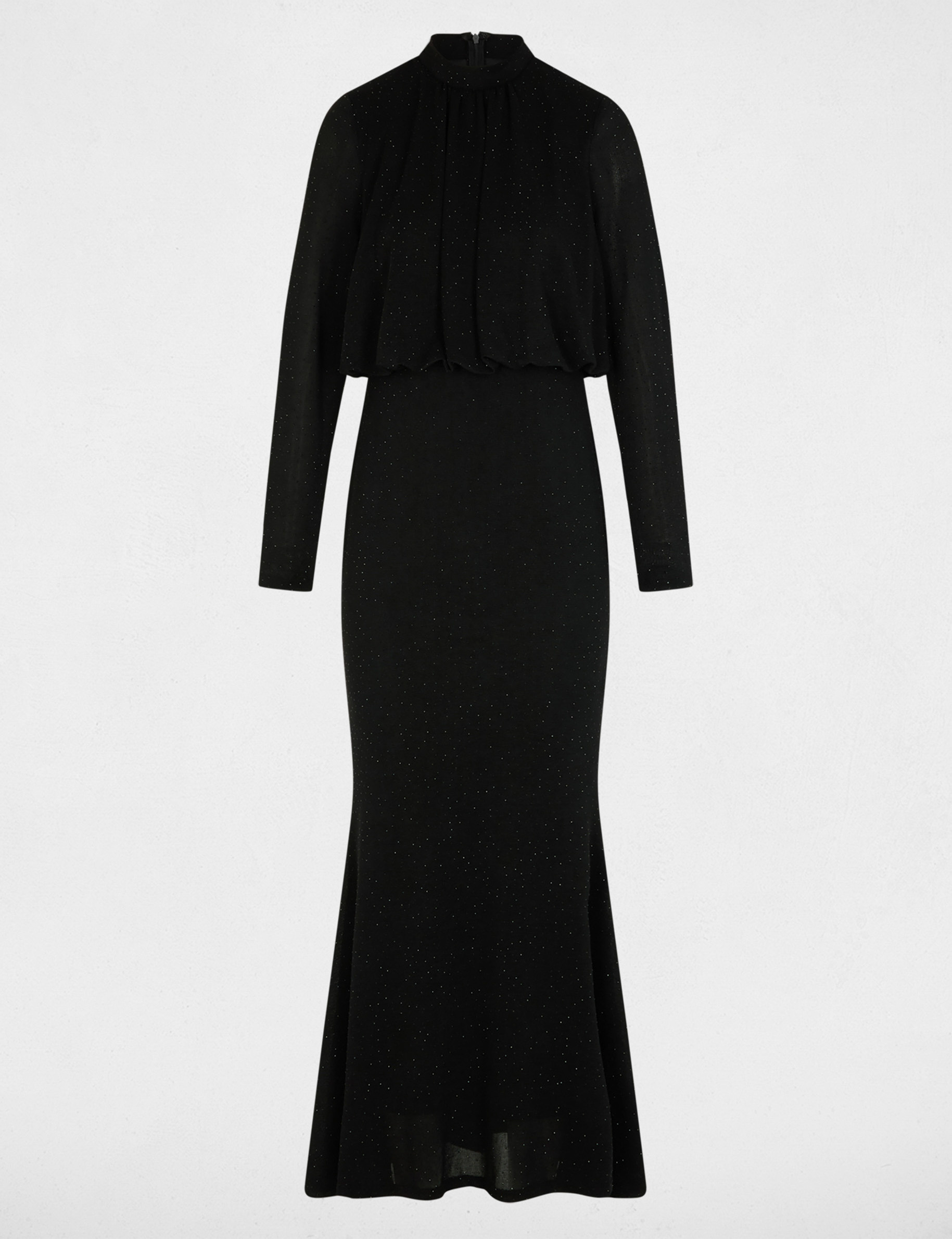 Vestido de punto brillante negro mujer