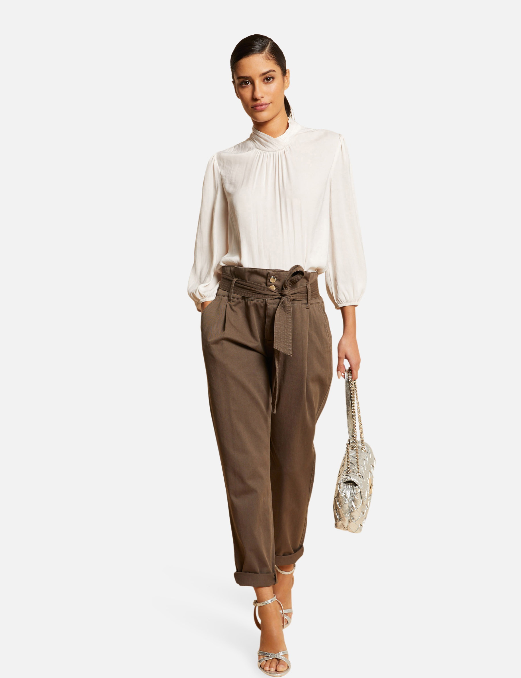 Blusa manga 3/4 efecto satinado mujer Blusa manga 3/4 efecto satinado mujer
