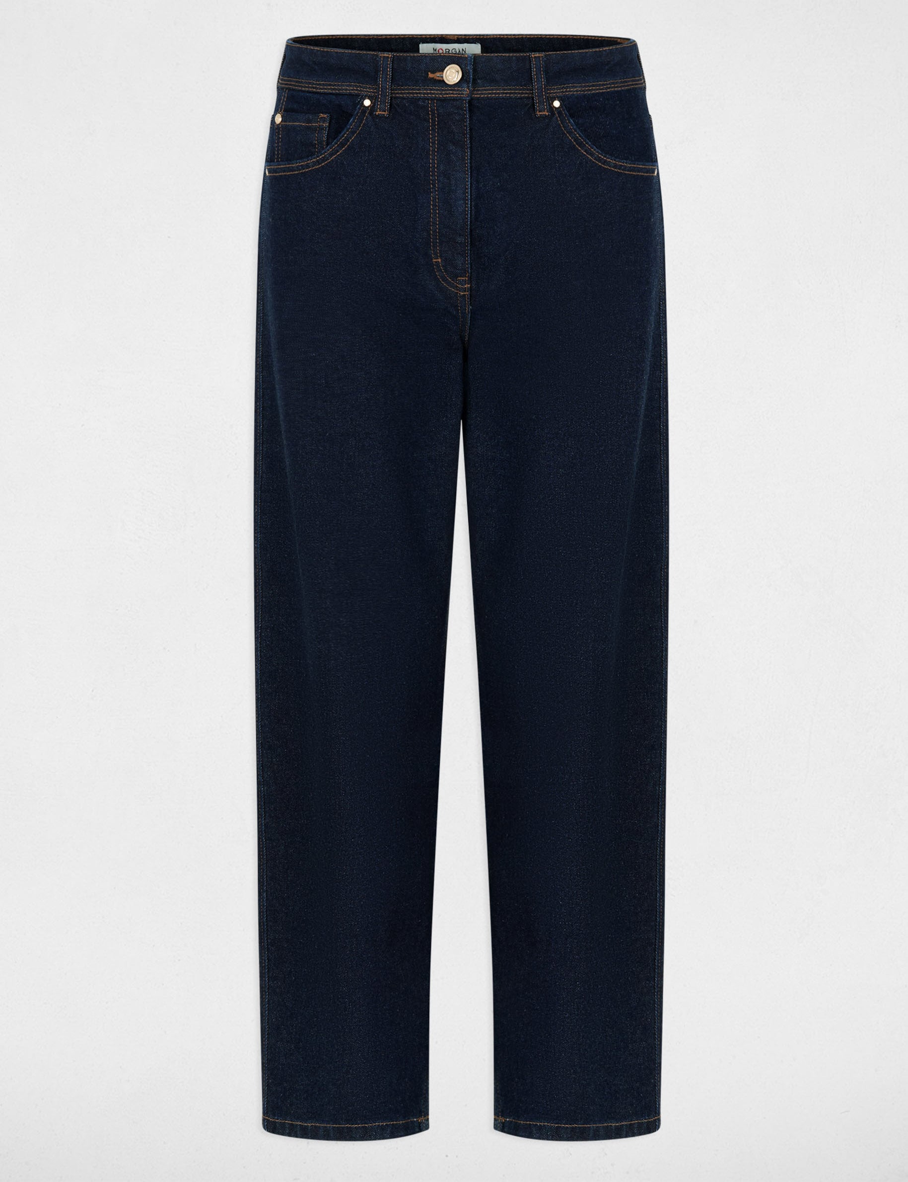 Vaqueros rectos de tiro alto denim crudo mujer